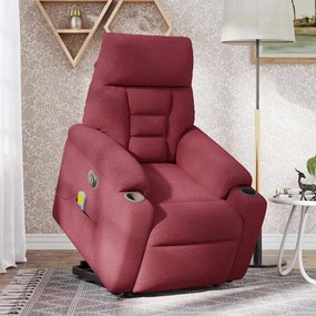 Poltrona elevatória de massagens elétrica tecido vermelho tinto