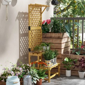 Suporte para Plantas de Madeira com Treliça Suporte para Vasos de 2 Ní