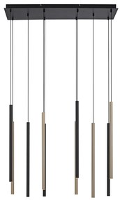 Candeeiro suspenso preto com latão incluindo LED regulável 10 luzes - Bea Design