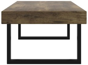 Mesa de centro 120x60x40 cm MDF e ferro castanho-escuro e preto