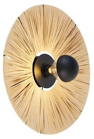 Candeeiro de parede rústico preto com corda 45 cm - Leia