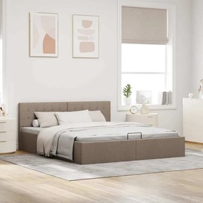Cama hidráulica c/ arrumação 160x200cm tecido cinza-acastanhado