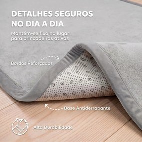 Tapete Infantil 180x150 cm Espuma 3 cm (PARQUE NÃO INCLUIDO) Franela Suave Antiderrapante Impermeável Cinza Claro