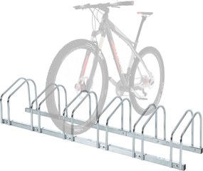 HOMCOM Suporte Estacionamento 6 Bicicletas Aço Resistente Interior Exterior Prático 179x33x27 cm Prata | Aosom Portugal