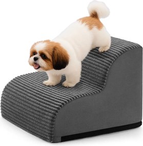 Escada para cães, de 2 degraus 40 x 40 x 30 cm escada para animais de estimação, em veludo com riscas transversais cinza ardósia