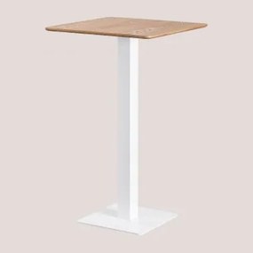 Mesa Alta De Bar Quadrada Em Chapa De Freixo Espresso ↔︎ 60 Cm & Branco - Sklum