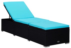 Espreguiçadeira com almofadão e mesa de centro vime PE azul