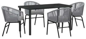 Conjunto de Jantar de Jardim com 5 Peças em Rattan Poli Cinza