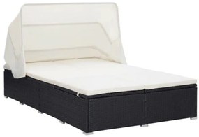 Espreguiçadeira para 2 pessoas com almofadão vime PE preto