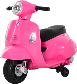 HOMCOM Mota Elétrica Infantil 6V Vespa Rosa com Faróis Buzina Licença e 4 Rodas para Crianças +18 Meses 66,5x38x52 cm | Aosom Portugal