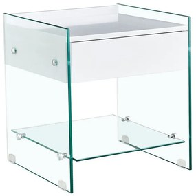Mesa de Cabeceira DARLING – 45x45x50 cm – Vidro Temperado Transparente