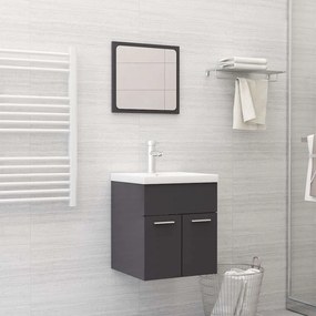 vidaXL 2 pcs conj. móveis casa banho derivados madeira cinza brilhante