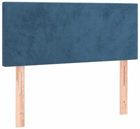 Cama com molas/colchão 90x190 cm veludo azul-escuro