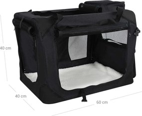 Transportadora para animais de estimação M 60 x 40 x 40 cm Preta