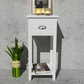 Mesa de cabeceira com 1 gaveta, branco