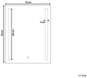 Espelho de parede prateado com iluminação LED 70 x 90 cm MARTINET Beliani