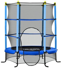 HOMCOM Trampolim para Crianças com Rede de Segurança e Estrutura de Aço Carga 50 kg 163x163x163 cm Azul | Aosom Portugal