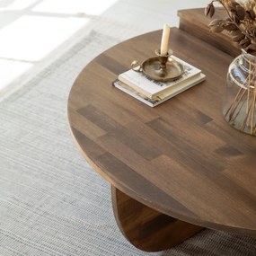 Conjunto de Mesas de Café Podium - Cor Nogueira - 90x30x60cm e 85x30x3