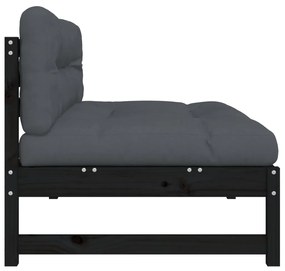 Sofá de centro 120x80 cm madeira de pinho maciça preto