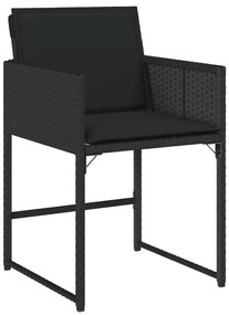 5 pcs conjunto de jantar p/ jardim c/ almofadões vime PE preto