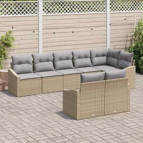 vidaXL Conjunto de Sofás de Jardim com Almofadas Bege de Rattan Polimérico