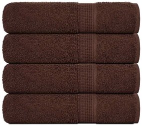 vidaXL Toalhas de mãos 4 pcs 50x100 cm 360 gsm 100% algodão castanho