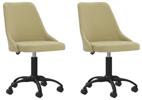 vidaXL Cadeiras de jantar giratórias 2 pcs tecido verde