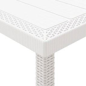 Conjunto de Jantar de Jardim com Almofadas em Branco Vime PE, Mesa de
