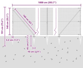 Cerca de Fio Soldado com 7 Postes de Estaca Cinza 1.4x10 m Aço