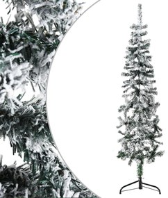 vidaXL Meia árvore de Natal fina com flocos de neve 120 cm