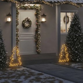 vidaXL Decoração árvore de Natal c/ luz e estacas 80 luzes LED 60 cm