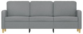 Sofá de 3 lugares 180 cm tecido cinza-claro