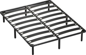 HOMCOM Estrutura de Cama 160x200 cm com Espaço de Armazenamento Abaixo e Ripas de Álamo Fácil de Montar Carga 350 kg Preto | Aosom Portugal