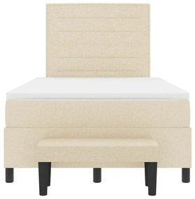 Cama Box Spring com Colchão &amp; Banqueta Creme 120x200 cm Tecido