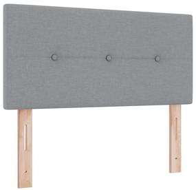 Cama Box Spring com Colchão &amp; LED Cinza Claro 120x200 cm Tecido