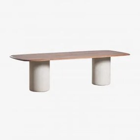 Mesa De Jantar Retangular 270x110 Cm Em Madeira De Acácia Leighton Castanho-acácia Escuro & Cinza Pedra Claro - Sklum