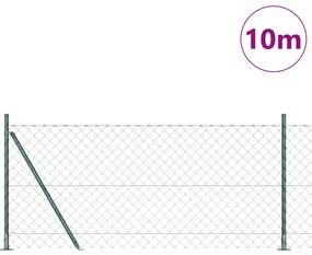 Cerca de Cadeia com 7 Postes Flangeados 1x10 m de Aço Galvanizado