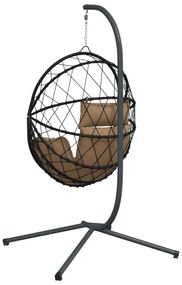 Cadeira em forma de ovo suspensa c/ suporte vime/aço antracite