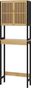 Prateleira para casa de banho 60 x 21,5 x 172 cm, móvel de casa de banho para colocar por cima da sanita, com armário de 2 portas e prateleira aberta