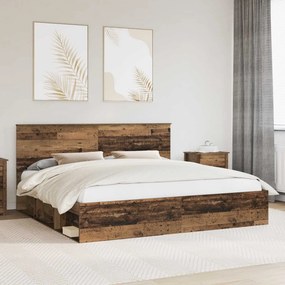 vidaXL Estrutura da Cama com cabeceira Madeira antiga 200 x 200 cm