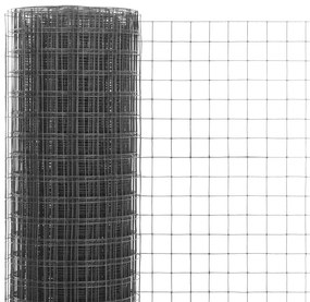 Cerca arame galinheiro 25x0,5m aço c/ revestimento PVC cinzento