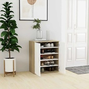 vidaXL Armário para sapatos 60x35x70 cm contraplacado branco/carvalho