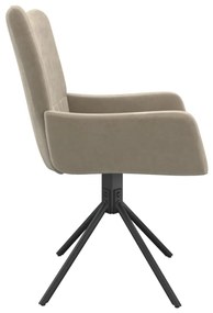 Cadeiras de jantar giratórias 2 pcs veludo cinzento-claro