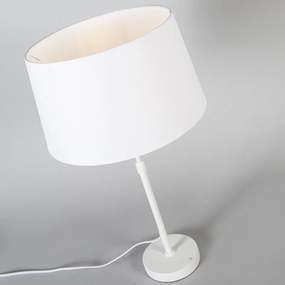 Candeeiro de mesa branco com sombra branca 35 cm ajustável - Parte Moderno