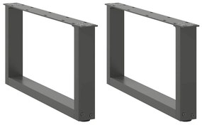 vidaXL Pés para mesa de centro em forma de U, 2 peças, antracite, 70x(30-31) cm, aço
