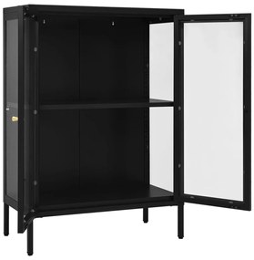 Aparador 75x35x105 cm vidro e aço preto