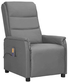 vidaXL Cadeira de massagens couro artificial cinzento