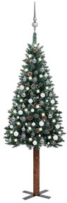 vidaXL Árvore de Natal fina pré-iluminada com bolas 180 cm verde