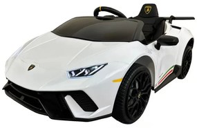 Carro elétrico para crianças Lamborghini Huracán 12V 2.4G, Pneus de borracha, Assento em pele Branco