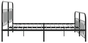 Estrutura de cama com cabeceira e pés 193x203 cm metal preto
